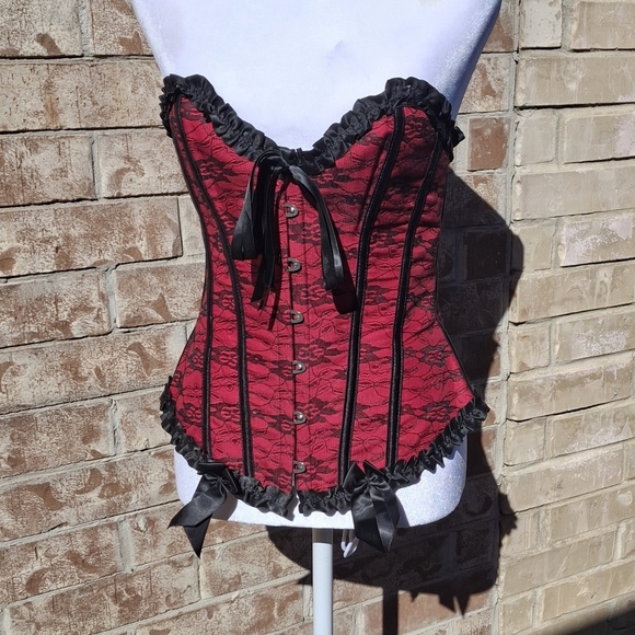 Red and Black Corset Women Size X-Small - Picture 9 of 16